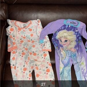 Themed Purple and White Kids Footie Pajamas
